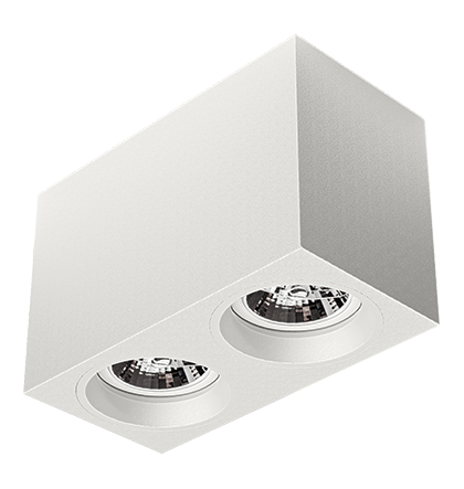 Luminária de Sobrepor Retangular Facho orientável 21,3x11x14cm 2x AR70 LED Alumínio Branco fosco.