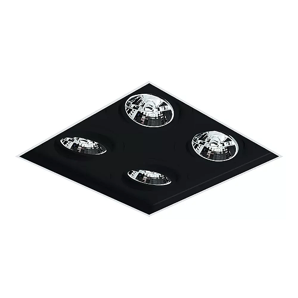 Spot de Embutir Sura No Frame Quadrado AR70 25,2x25,2x9,8cm Alumínio Preto Fosco.
