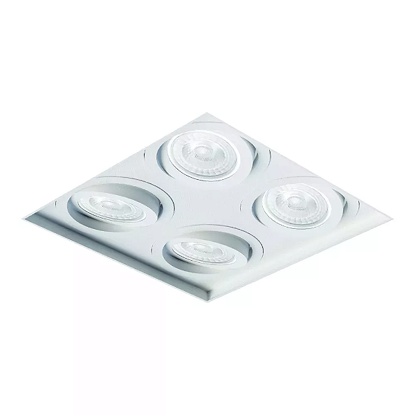 Spot de Embutir Sura No Frame Quadrado PAR30 32,8x32,8x13,4cm Alumínio Branco Fosco.