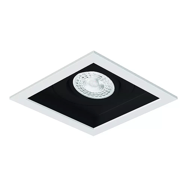 Spot de Embutir Sura Quadrado Dicroica PAR16 12,5x12,5x8,4cm Alumínio Preto Fosco.