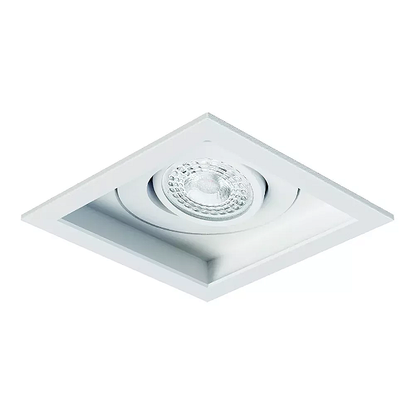 Spot de Embutir Sura Quadrado Dicroica PAR16 12,5x12,5x8,4cm Alumínio Branco Fosco.
