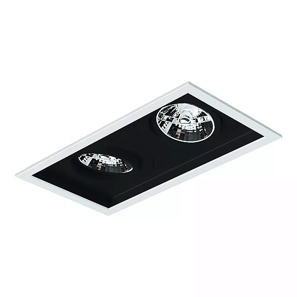 Spot de Embutir Sura Retangular Duplo AR70 26,7x14,5x9,5cm Alumínio Preto Fosco.