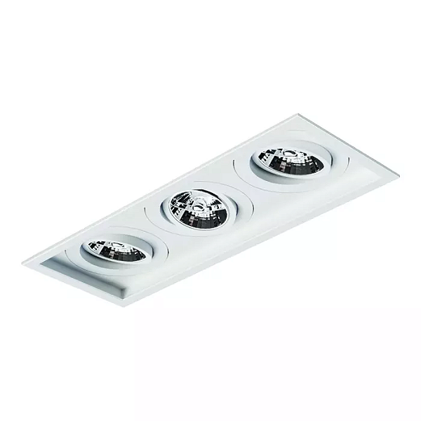 Spot de Embutir Sura Retangular Triplo AR70 39x14,5x9,5cm Alumínio Branco Fosco.