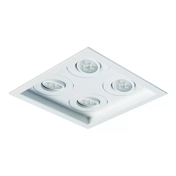 Spot de Embutir Sura Quadrado Mini Dicroica 18,7x18,7x7,4cm Alumínio Branco Fosco.