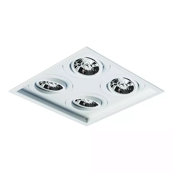 Spot de Embutir Sura Quadrado AR70 26,7x26,7x9,5cm Alumínio Branco Fosco.