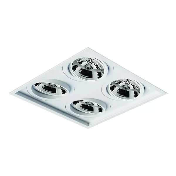 Spot de Embutir Sura Quadrado AR111 34,3x34,3x10,2cm Alumínio Branco Fosco.