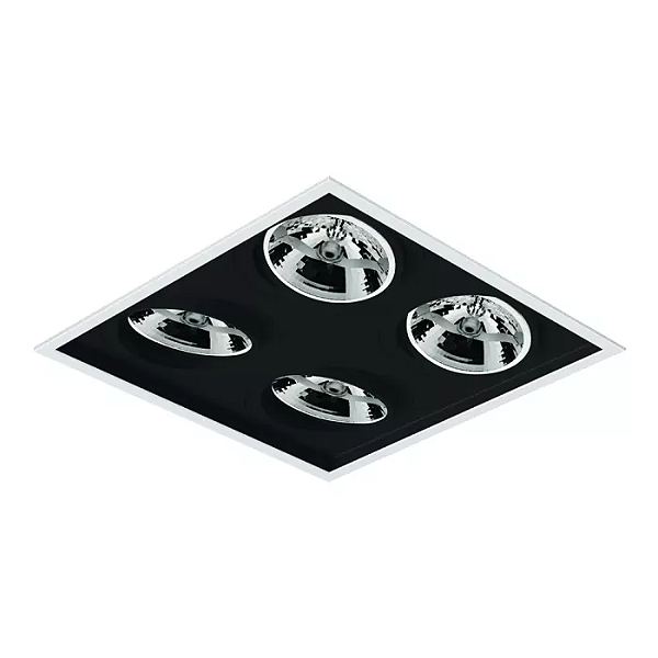 Spot de Embutir Sura Quadrado AR111 34,3x34,3x10,2cm Alumínio Preto Fosco.