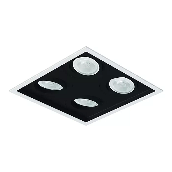 Spot de Embutir Sura Quadrado PAR20 26,7x26,7x12,7cm Alumínio Preto Fosco.