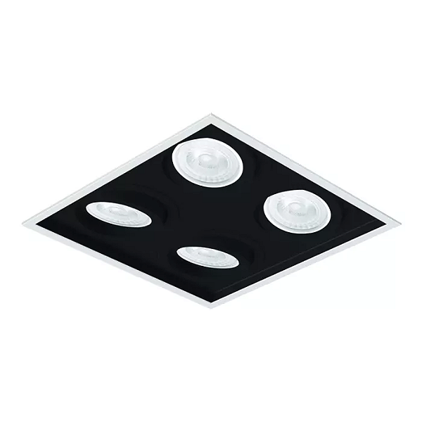 Spot de Embutir Sura Quadrado PAR30 34,3x34,3x13cm Alumínio Preto Fosco.