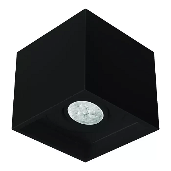 Spot de Sobrepor Sura Quadrado Recuado Mini Dicroica 8x8,8x8,8cm Alumínio Preto Fosco.