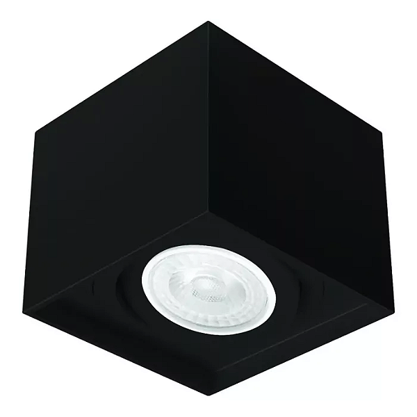 Spot de Sobrepor Sura Quadrado Recuado PAR30 14,5x16,6x16,6cm Alumínio Preto Fosco.