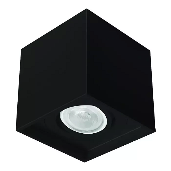 Spot de Sobrepor Sura Quadrado Recuado PAR20 14x12,8x12,8cm Alumínio Preto Fosco.
