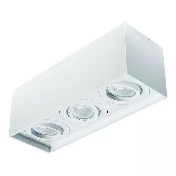 Spot de Sobrepor Sura Face Recuada Retangular Triplo PAR20 14x37,3x12,8cm Alumínio Branco Fosco.
