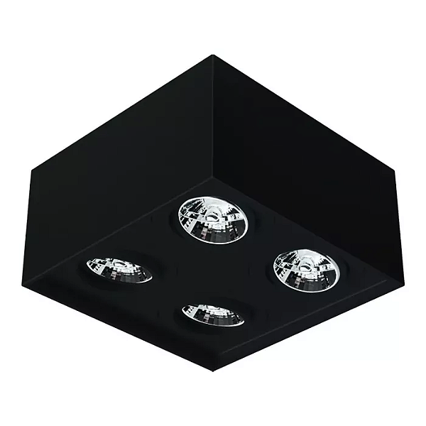 Spot de Sobrepor Sura Quadrado Recuado AR70 14x25,1x25,1cm Alumínio Preto Fosco.