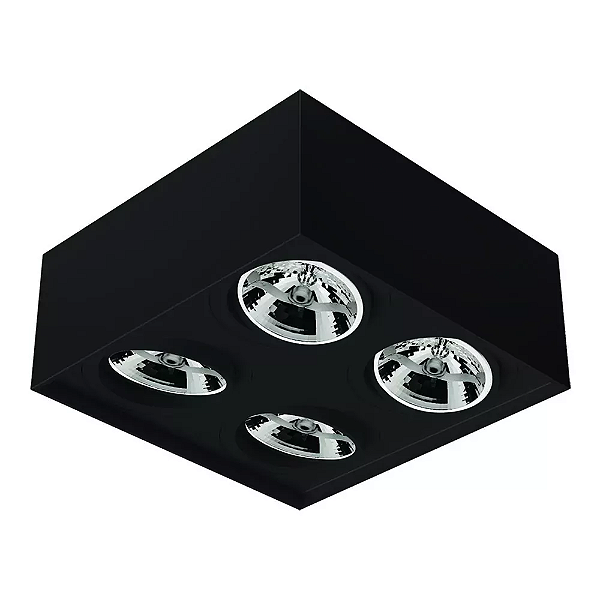 Spot de Sobrepor Sura Quadrado Recuado AR111 14,5x32,7x32,7cm Alumínio Preto Fosco.