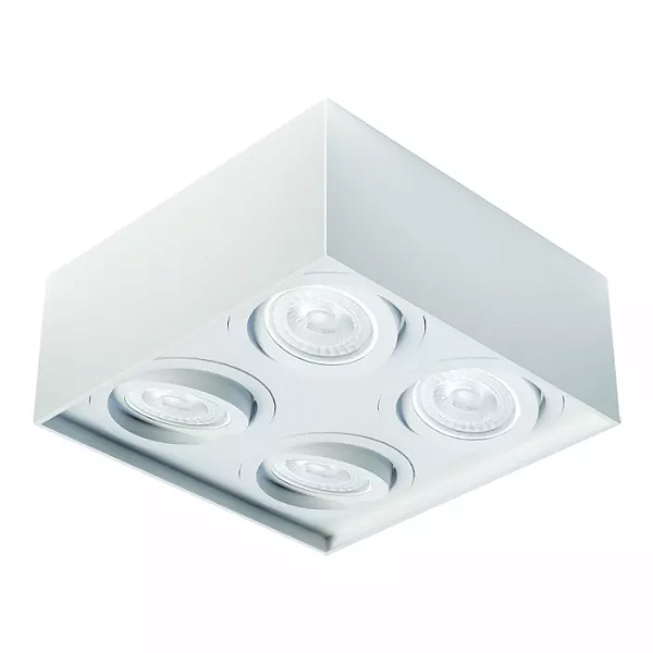 Spot de Sobrepor Sura Quadrado Recuado PAR30 14,5x32,7x32,7cm Alumínio Branco Fosco.