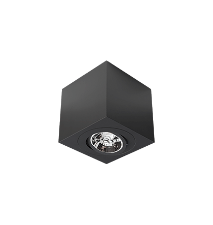 Spot de Sobrepor Sura Face Plana Quadrado AR70 12,3x12,8x12,8cm Alumínio Preto Fosco.