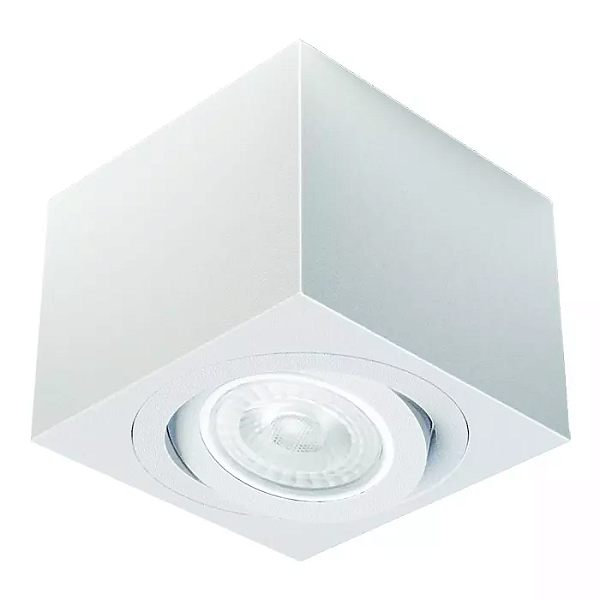 Spot de Sobrepor Sura Face Plana Quadrado PAR30 12,8x16,6x16,6cm Alumínio Branco Fosco.