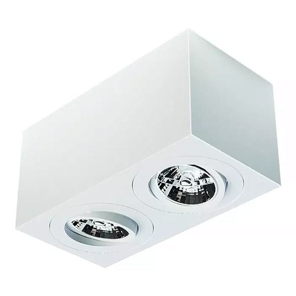 Spot de Sobrepor Sura Face Plana Retangular Duplo AR70 12,3x25,1x12,8cm Alumínio Branco Fosco.