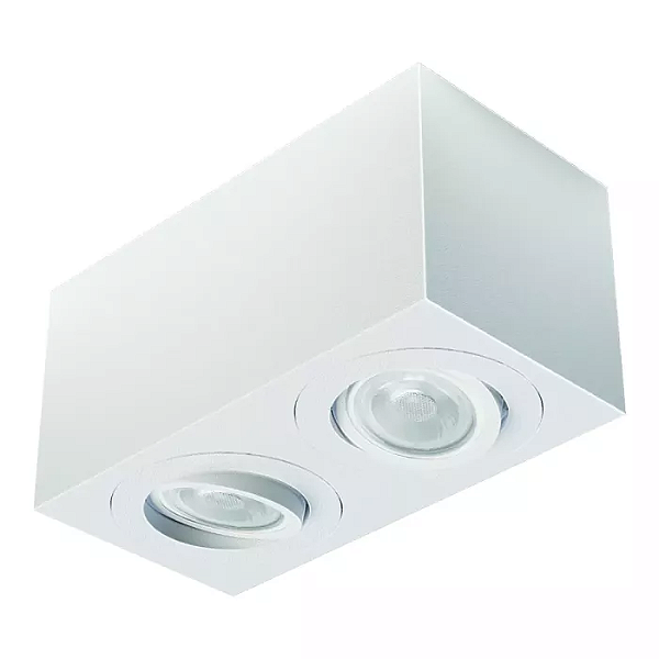 Spot de Sobrepor Sura Face Plana Retangular Duplo PAR20 12,3x25,1x12,8cm Alumínio Branco Fosco.