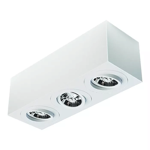 Spot de Sobrepor Sura Face Plana Retangular Triplo AR70 12,3x37,3x12,8cm Alumínio Branco Fosco.
