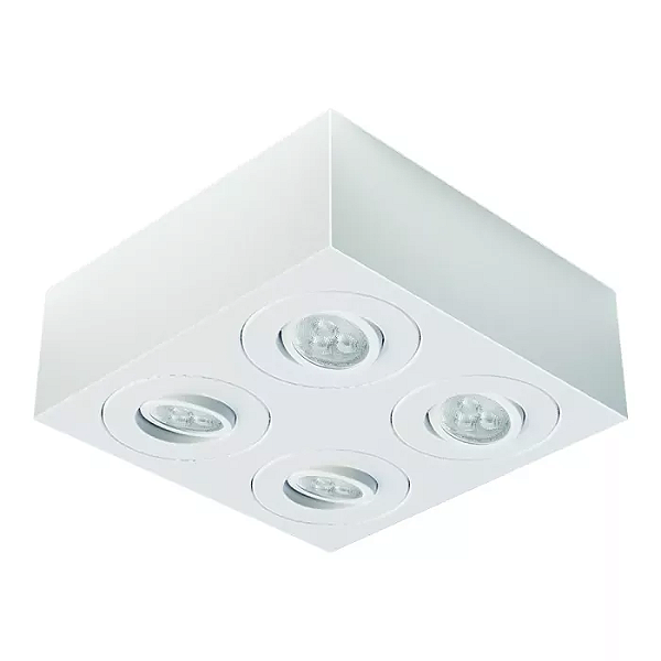 Spot de Sobrepor Sura Face Plana Quadrado Mini Dicroica 6,3x17,1x17,1cm Alumínio Branco Fosco.