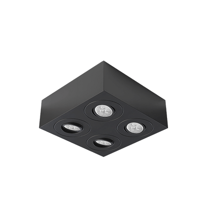 Spot de Sobrepor Sura Face Plana Quadrado Mini Dicroica 6,3x17,1x17,1cm Alumínio Preto Fosco.