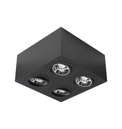 Spot de Sobrepor Sura Face Plana Quadrado AR70 12,3x25,1x25,1cm Alumínio Preto Fosco.