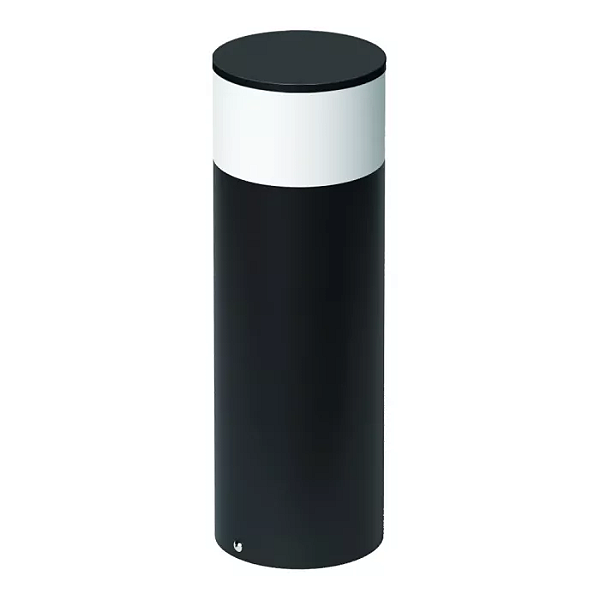 Poste Balizador Tambo Cilíndrico Externo Bulbo 35xØ11,7cm Alumínio Preto Fosco.