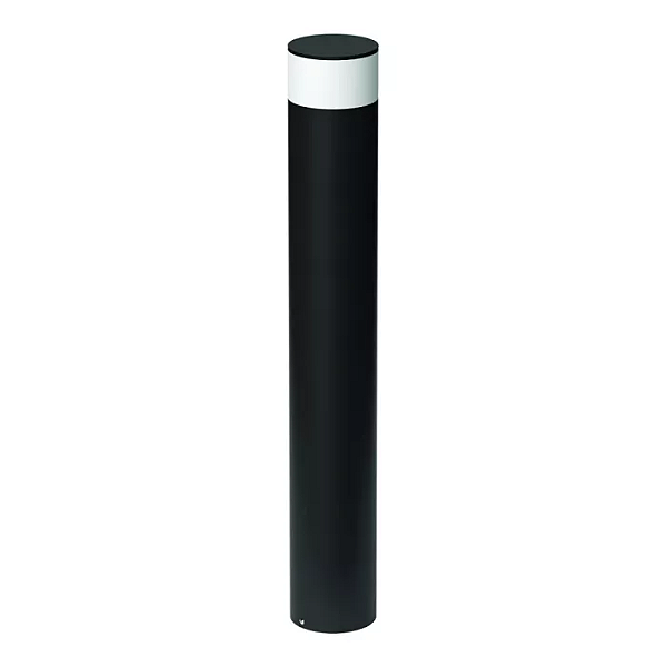 Poste Balizador Tambo Cilíndrico Externo Bulbo 80xØ11,7cm Alumínio Preto Fosco.
