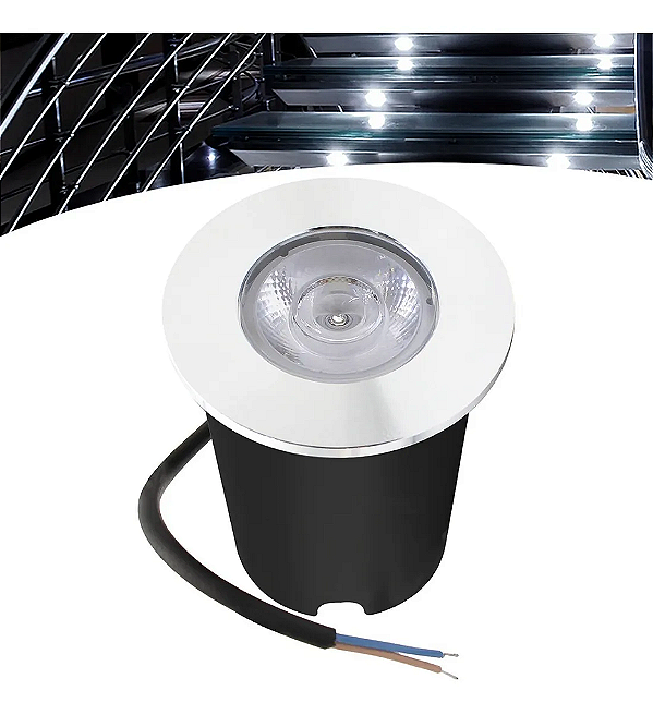 Balizador Spot Led Embutir 6500K Branco Frio Chao Piso Jardim 1w Ip66.