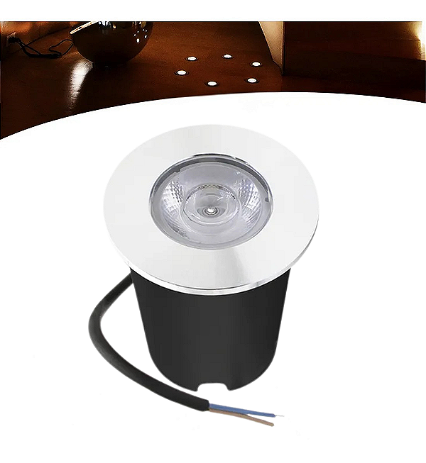 Balizador Spot Led Embutir 3000K Branco Quente Chao Piso Jardim 1w Ip66.