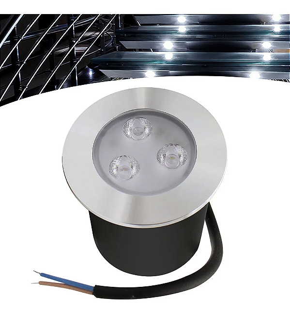 Balizador Spot Led Embutir 6500K Branco Frio Chao Piso Jardim 3w Ip66.