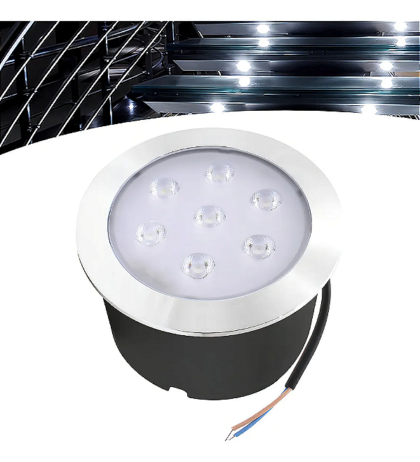 Balizador Spot Led Embutir 6500K Branco Frio Chao Piso Jardim 7w Ip66.