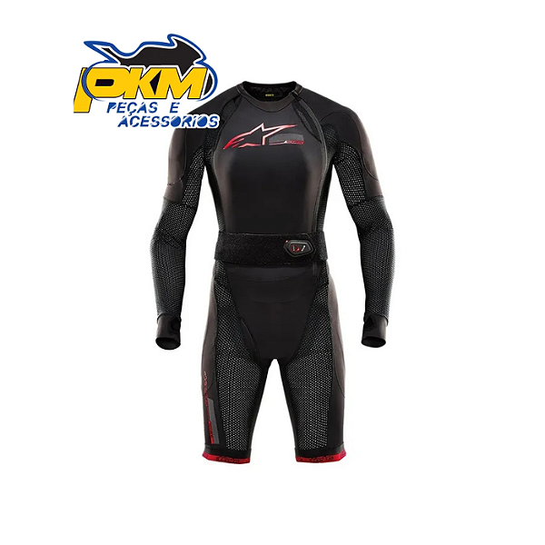 Colete Alpinestars Tech-Air 10 Race Preto Vermelho Fluor
