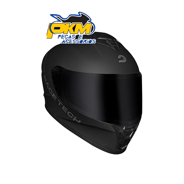 Capacete Race Tech Hit Monocolor Preto Fosco