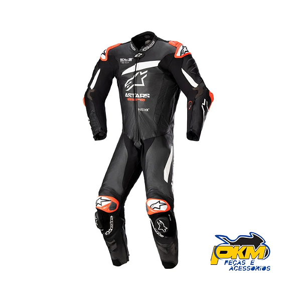 Macacão Para Motociclista Alpinestars Gp Plus V4 1Pc Preto/Branco