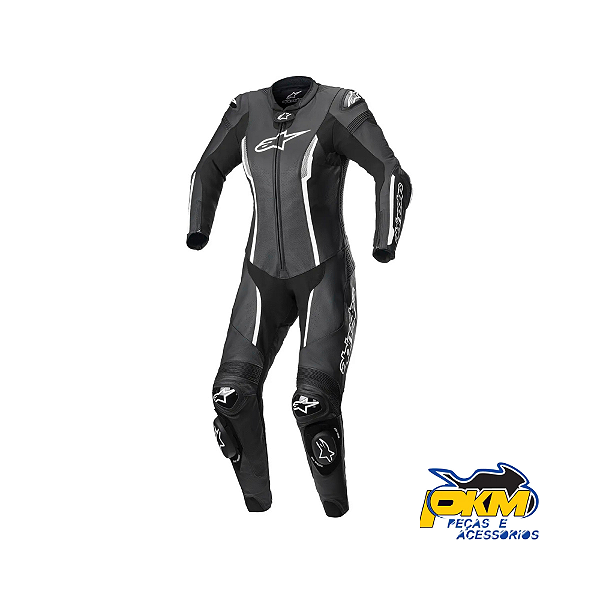 Macação Para Motociclista Alpinestars Stella Missile V2 1Pc Preto/Branco