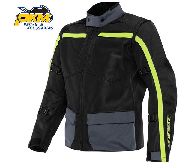 Jaqueta Para Motociclista Dainese Outlaw Black/Black/Ebony-Fluo Yellow