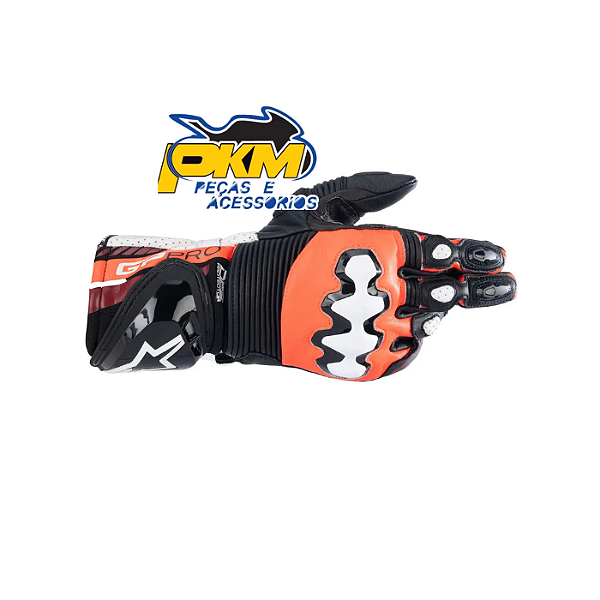Luva Alpinestars Gp Pro R4 Preto/Vermelho Fluor/Branco