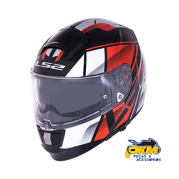 Capacete Ls2 Ff397 Vector Evo Kripton Preto/Vermelho/Barnco