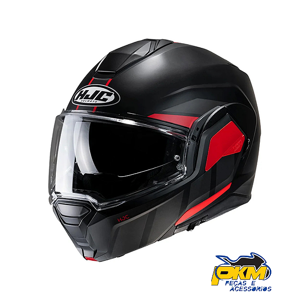 Capacete Para Motociclista Hjc I100 180 Beis Preto Chunmbo E Vermelho