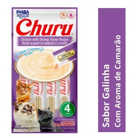 Churu Galinha Com Aroma De Camarão Com 4 Tubes 56grs