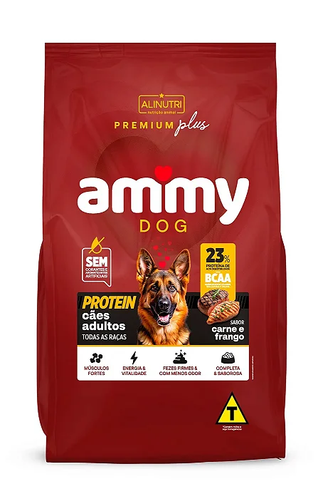 Ração Ammy Dog Premium Plus Protein Bcaa 25kg