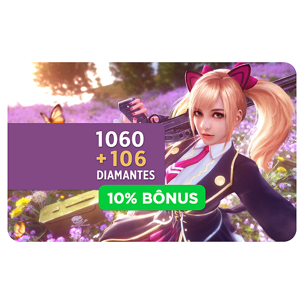 Gift Card Free Fire 1060 Diamantes + 10% Bônus
