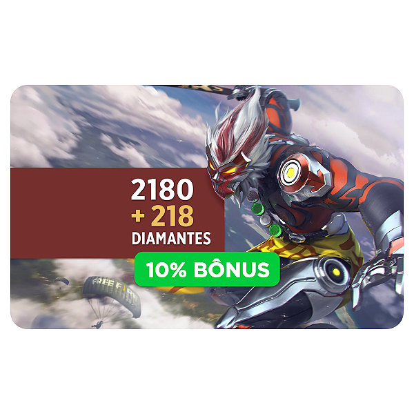 Gift Card Free Fire 2180 Diamantes + 10% Bônus