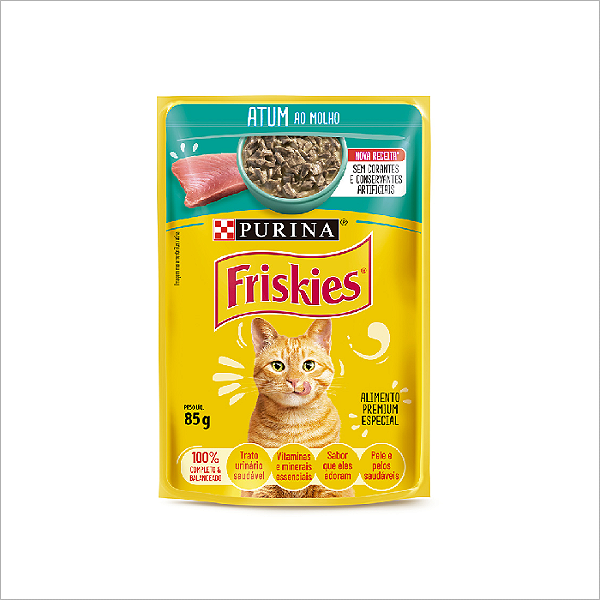 Racao Umida Friskies Sache Para Gatos Adultos Sabor Atum Ao Molho - 85g