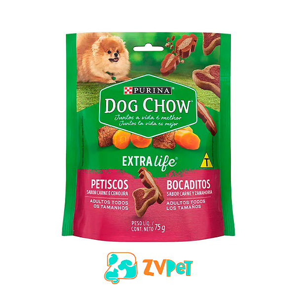 Dog Chow Petisco Carne Cenoura Tds Tamanhos 75g