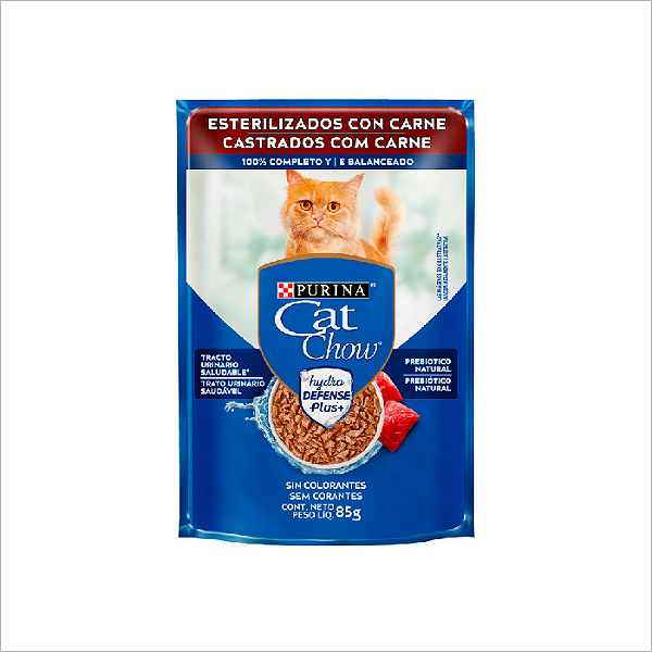 Racao Umida Cat Chow Sache Para Gatos Castrado Carne/molho 85g