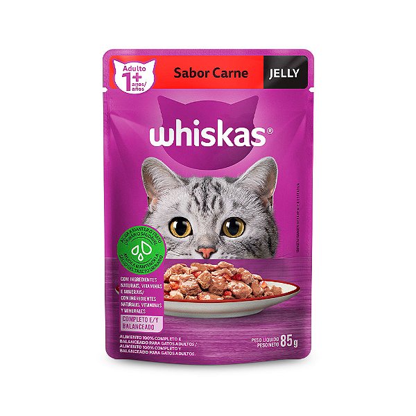 RaÇÃo Úmida Whiskas SachÊ Jelly Para Gatos Adultos Sabor Carne - 85g